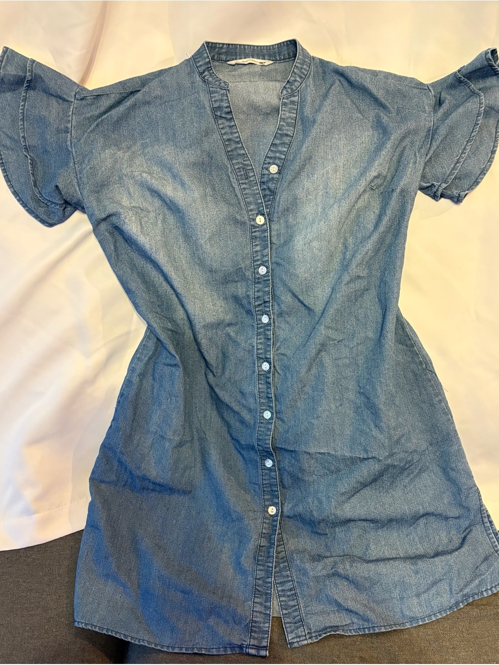 Denim Petite Button-Front Women’s Dress - Blue